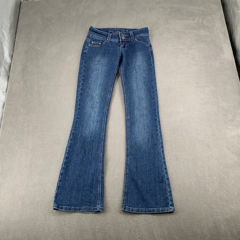Rue21 Low Rise Flare Jeans Medium Wash Sequin Pocket Y2K Vintage Size 0 Regular